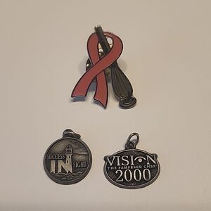 The Pampered Chef Pin and Pendants Lot of 3 Breast Cancer Awareness 2000